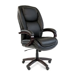Компьютерное кресло Chairman 408 для руководителя черное натуральная кожа