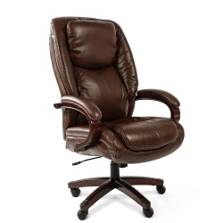 Компьютерное кресло Chairman 408 для руководителя коричневое натуральная кожа